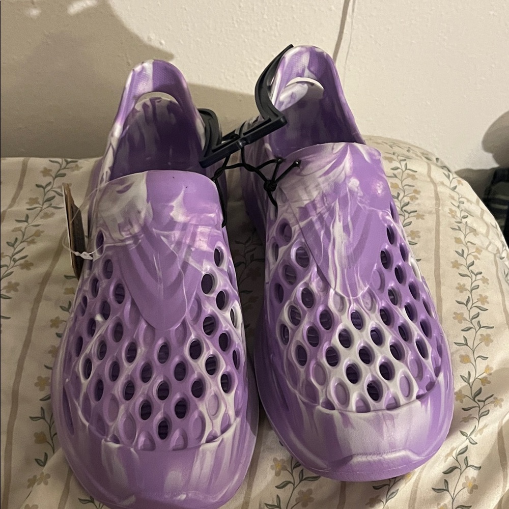 Purple and White Slip-On Shoes